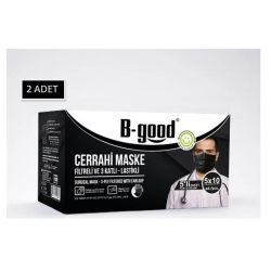 B-Good Cerrahi Maske 3 Katlı 5'li Paket (100 Adet) Siyah
