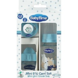 Babytime BT516 Mini 3'lü Cam Biberon Set 0-6 Ay Karma Renk