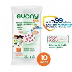 Evony Kids 3 Katlı Çocuk Cerrahi Desenli Maske Telli 10'lu