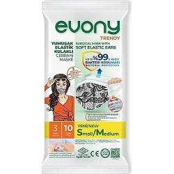 Evony Trendy Dantel veya Zebra Desenli 3 Katlı Cerrahi Maske Telli 10'lu 