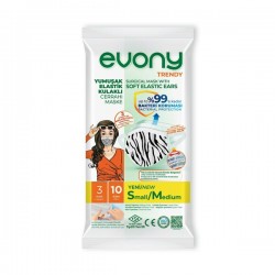 Evony Trendy Dantel veya Zebra Desenli 3 Katlı Cerrahi Maske Telli 10'lu 
