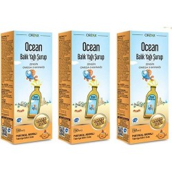 Orzax Ocean Balık Yağı Şurubu 150ml (Kral Şakir) - Portakal Aromalı 3'lü Paket